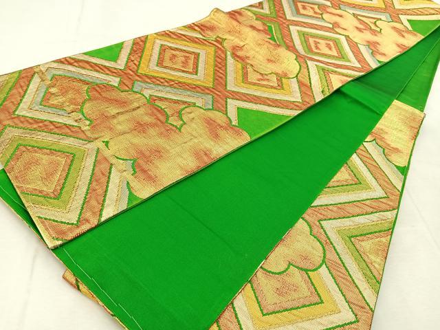 平和屋着物◎六通柄袋帯 雲重ね入子菱文 金糸 正絹 逸品 BAAU8926yc