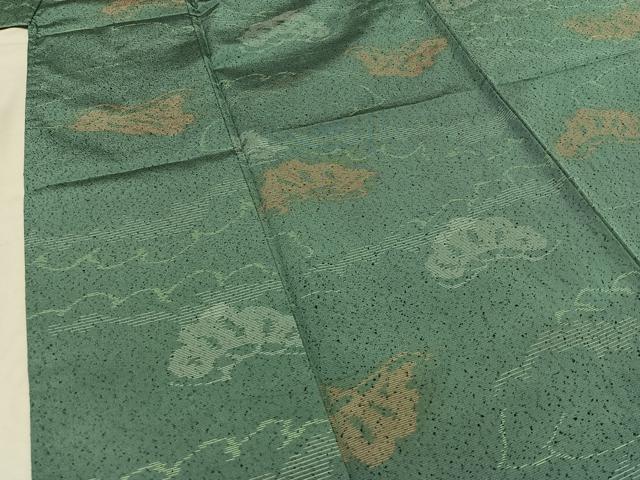 平和屋着物▽上質な紬 単衣 松文 正絹 逸品 AABA9587jh