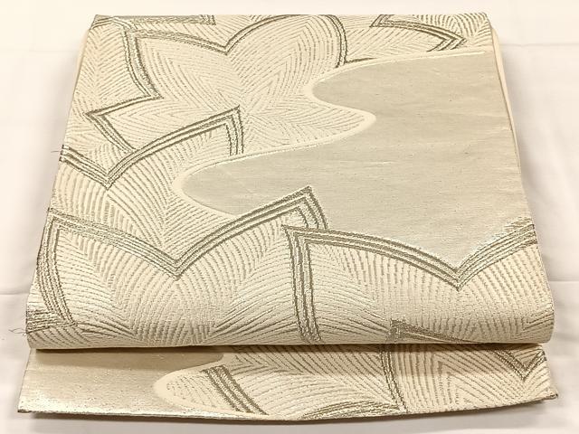 平和屋着物◎六通柄袋帯 唐織 雲取り花文 銀糸 正絹 逸品 CAAX2912id