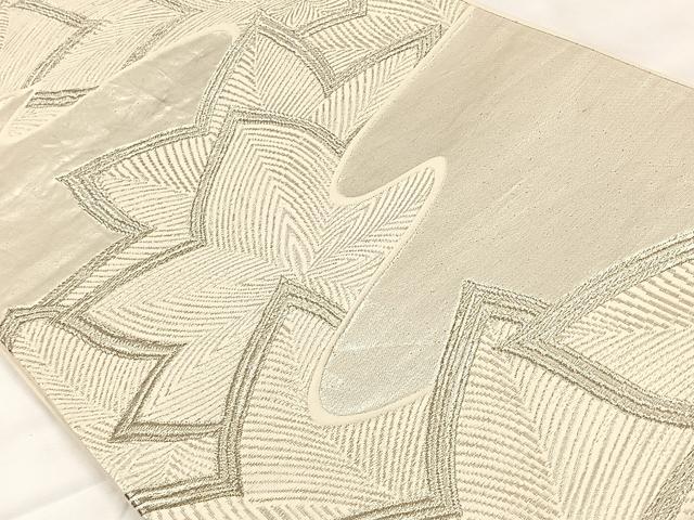 平和屋着物◎六通柄袋帯 唐織 雲取り花文 銀糸 正絹 逸品 CAAX2912id