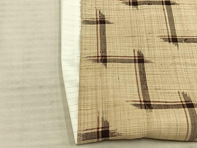 平和屋着物▽上質な紬 単衣 変わり縞 正絹 逸品 AABA7676fy