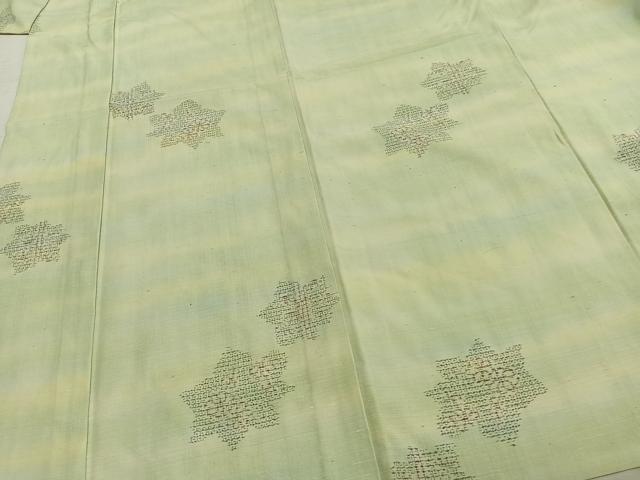 平和屋着物▽上質な紬 単衣 舞葉文 正絹 逸品 AABA7681fy