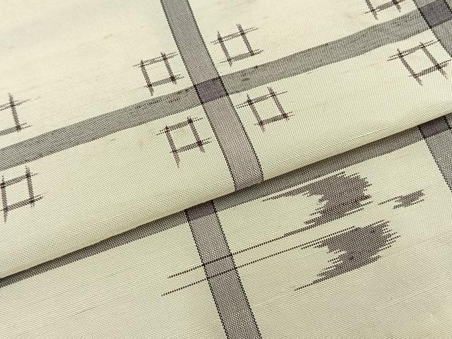 平和屋着物▽上質な紬 単衣 格子 正絹 逸品 AABA7701fy