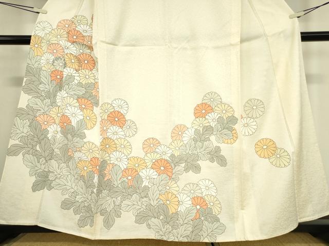 平和屋着物▽訪問着 単衣 刺繍 菊尽くし 正絹 逸品 DAAV5938az