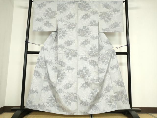 平和屋着物▽上質な紬 単衣 樹林文 正絹 逸品 DAAV5956az