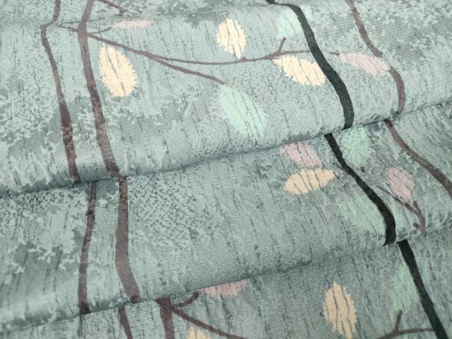 平和屋着物▽上質な小紋 単衣 ふくれ織 枝花文 正絹 逸品 DAAV5975az