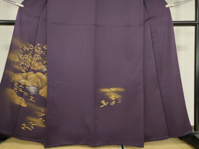平和屋着物▽訪問着 単衣 竹屋町刺繍 風景草葉文 金彩 正絹 逸品 DAAV5977az
