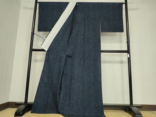 平和屋着物▽結城紬 単衣 立涌流水花文 正絹 逸品 未使用 DAAV5997az