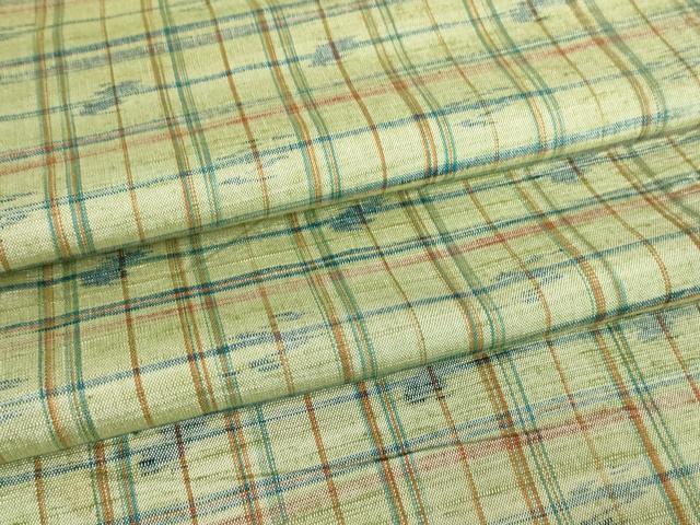 平和屋着物▽上質な紬 単衣 絣格子文 正絹 逸品 DAAV5986az