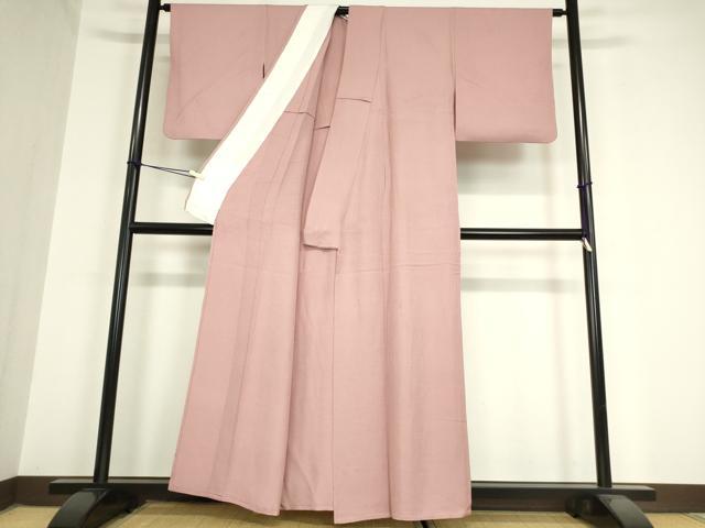 平和屋着物▽上質な色無地 単衣 草花地紋 石竹色 正絹 逸品 DAAV5991az