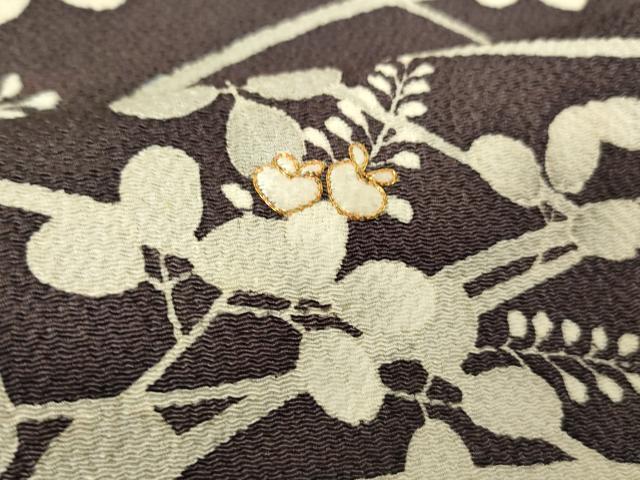 平和屋着物▽訪問着 単衣 駒刺繍 草花文 鬼しぼ縮緬 正絹 逸品 DAAX3010az