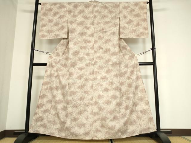 平和屋着物▽本場結城紬 単衣 更紗花文 証紙付き 正絹 逸品 未使用 DAAX3015az
