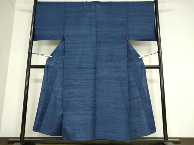 平和屋着物▽男性 紬 単衣 藍染 キングサイズ 正絹 逸品 DAAX3014az
