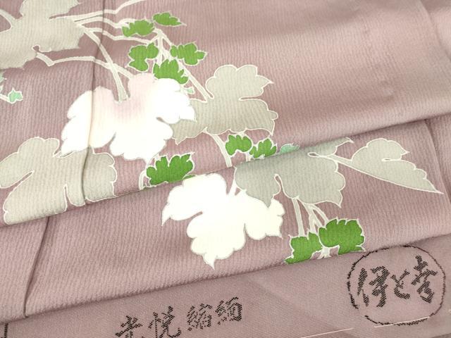 平和屋着物▽訪問着 単衣 蔦の葉文 銀彩 伊と幸 反端付き 正絹 逸品 未使用 DAAX3022az
