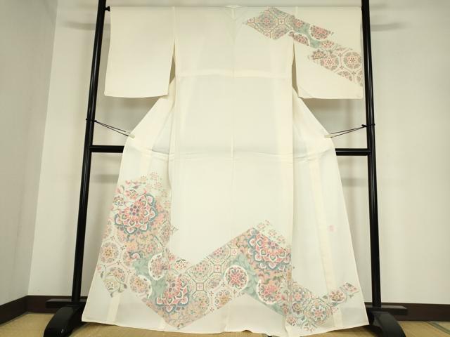 平和屋着物▽訪問着 単衣 作家物 正倉院花文 正絹 逸品 未使用 DAAX3027az
