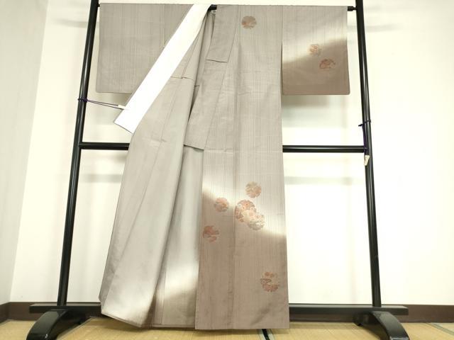 平和屋着物▽本場染大島紬 訪問着 単衣 刺繍 雪輪花文 暈し染め 正絹 逸品 DAAX3026az