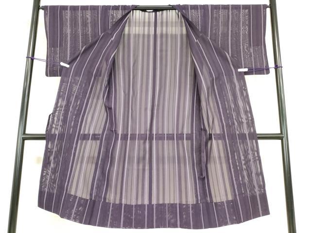 平和屋着物▽道行コート スリーシーズン 春夏秋 塵除け 縞 ロング丈 正絹 逸品 DAAX3033az