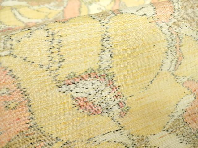 平和屋着物▽上質な紬 単衣 花尽くし 正絹 逸品 DAAX3043az