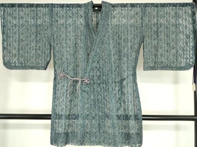 平和屋着物▽道中着 スリーシーズン 春夏秋 塵除け リボン織 菱間道 ロング丈 正絹 逸品 DAAX3032az