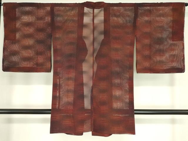 平和屋着物▽道行コート スリーシーズン 春夏秋 塵除け 変わり縞 ロング丈 正絹 逸品 未使用 DAAX3031az