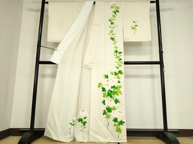 平和屋着物▽訪問着 単衣 草花文 正絹 逸品 DAAX3053az