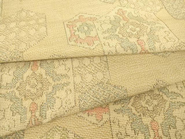 平和屋着物▽上質な紬 単衣 亀甲花文 正絹 逸品 DAAX3056az