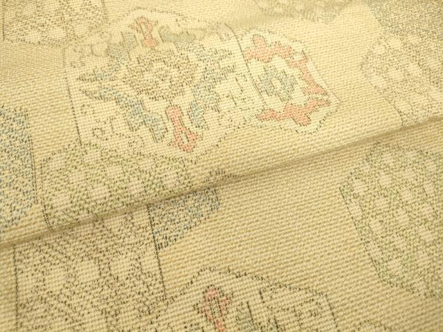 平和屋着物▽上質な紬 単衣 亀甲花文 正絹 逸品 DAAX3056az