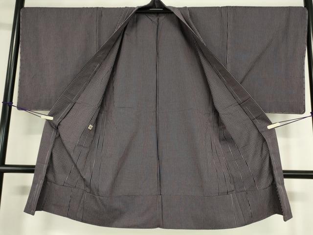平和屋着物▽男性 小紋 単衣 アンサンブル 縞 キングサイズ 綿 逸品 DAAX3095az