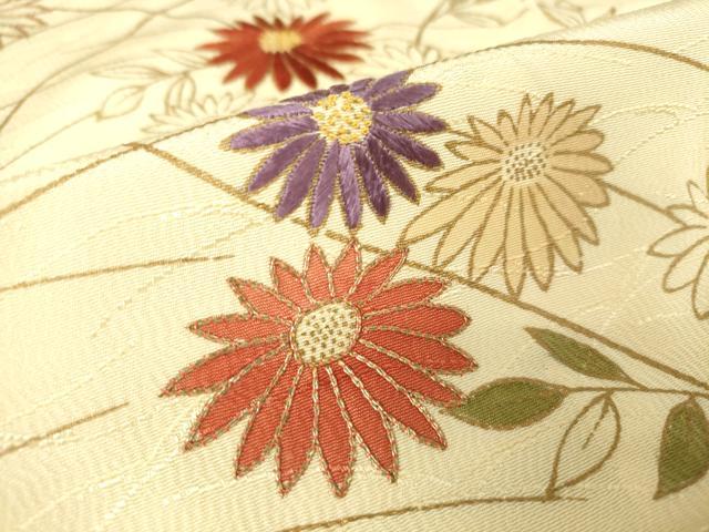 平和屋着物▽訪問着 単衣 駒刺繍 草花文 金彩 伊と幸 反端付き 正絹 逸品 未使用 DAAX3094az