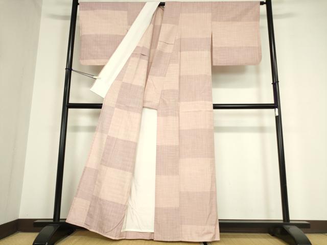 平和屋着物▽上質な紬 単衣 横段文 正絹 逸品 DAAX3081az