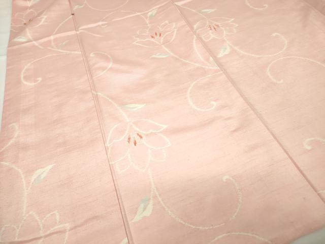 平和屋着物▽上質な紬 単衣 花唐草文 正絹 逸品 DAAX3080az