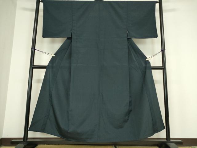 平和屋着物▽男性 お召 単衣 アンサンブル 紺色 正絹 逸品 DAAX3098az