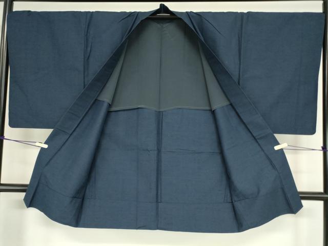 平和屋着物▽男性 紬 単衣 アンサンブル 留紺色 正絹 逸品 DAAX3097az