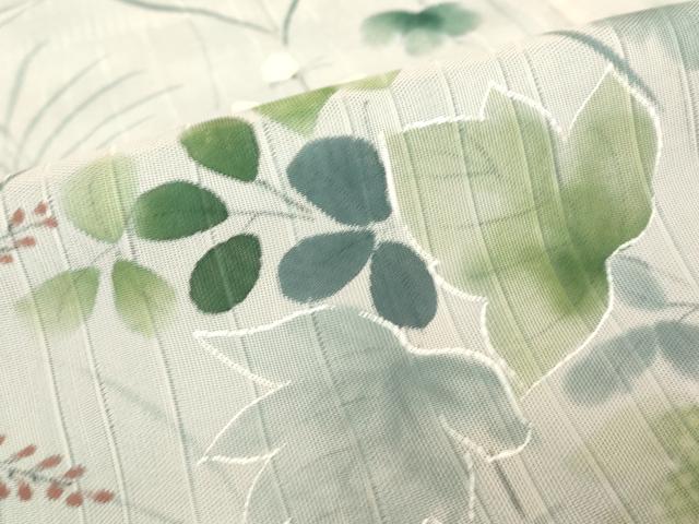 平和屋着物▽中国三大刺繍 スワトウ刺繍 汕頭刺繍 訪問着 無双 紗袷 紗×紗 桔梗芝文 手描き 正絹 逸品 DAAX3103az