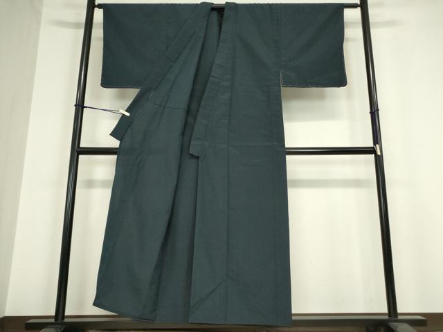 平和屋着物▽男性 お召 単衣 アンサンブル 紺色 正絹 逸品 DAAX3098az