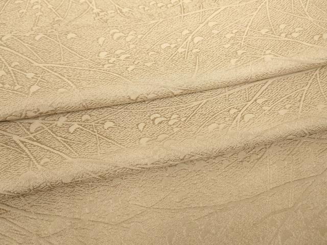 平和屋着物▽上質な色無地 単衣 枝葉地紋 白茶色 正絹 逸品 DAAX3122az