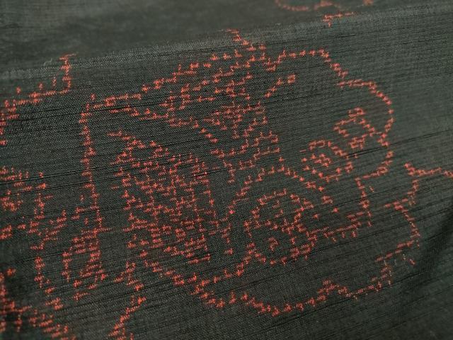 平和屋着物▽上質な紬 単衣 雲重ね御所車文 黒色 正絹 逸品 DAAX3125az