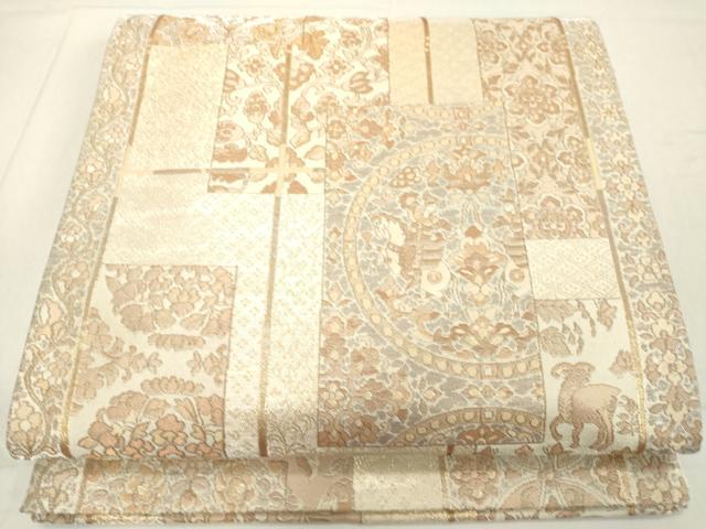 平和屋着物◎六通柄袋帯 古代更紗文 金糸 正絹 逸品 DAAX5175cd