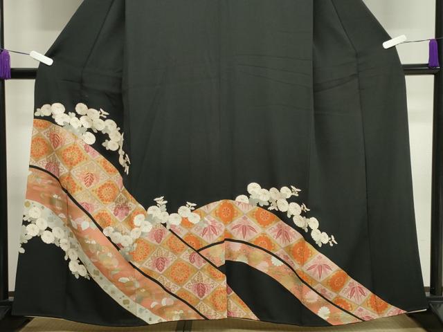 平和屋着物■豪華黒留袖 駒刺繍 桐菊吉祥文 金銀彩 正絹 逸品 CAAY6417gh