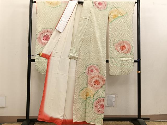 平和屋着物●豪華振袖 総絞り 立波花文 正絹 逸品 BAAV0720mz