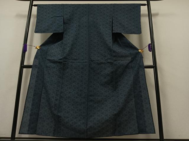 平和屋着物▽本塩沢 単衣 亀甲柄 正絹 逸品 AABB2480jh
