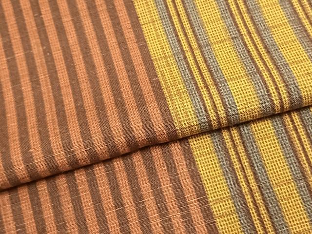 平和屋着物▽上質な紬 単衣 縞 正絹 逸品 AABB2046fy