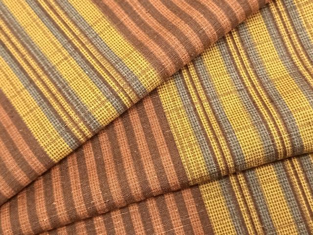 平和屋着物▽上質な紬 単衣 縞 正絹 逸品 AABB2046fy