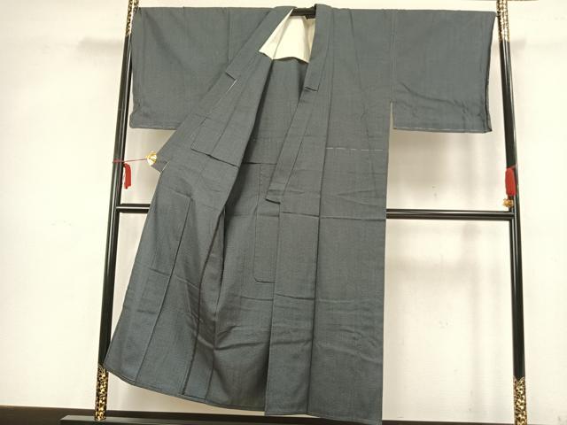 平和屋着物▽男性 お召 単衣 亀甲柄 正絹 逸品 未使用 AABB2062fy