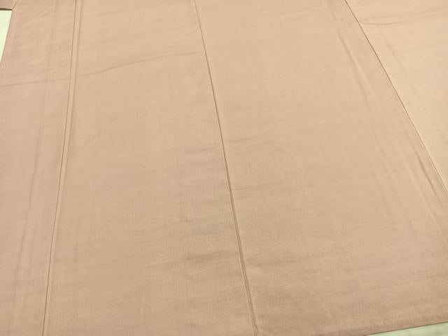 平和屋着物▽上質な紬 単衣 色無地 一斤染色 正絹 逸品 AABB2071fy