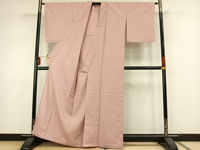 平和屋着物▽上質な紬 単衣 色無地 一斤染色 正絹 逸品 AABB2071fy