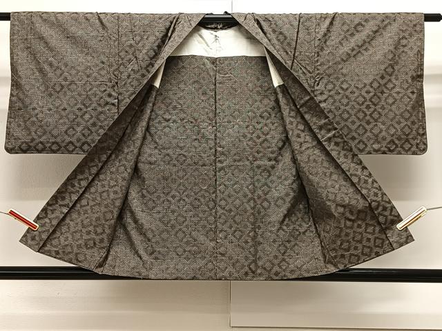 平和屋着物∞本場大島紬 羽織 単衣 幾何学文 正絹 逸品 CAAX7877ua