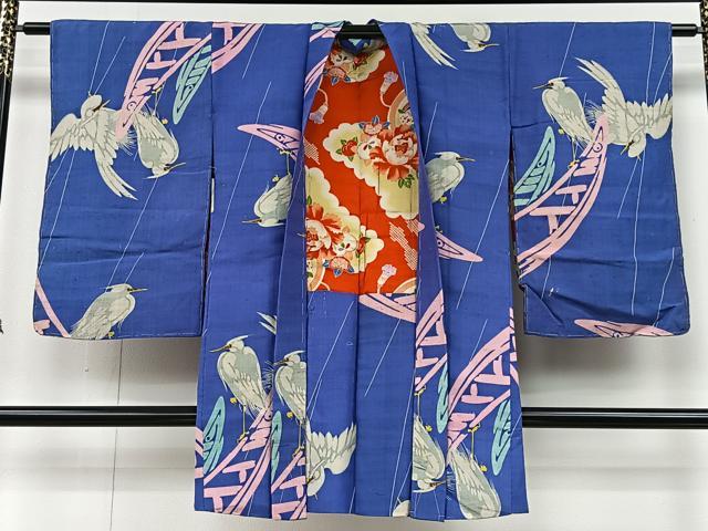 平和屋着物#アンティーク 大正ロマン 長羽織 紬地 白鷺 正絹 逸品 CAAX7850ua