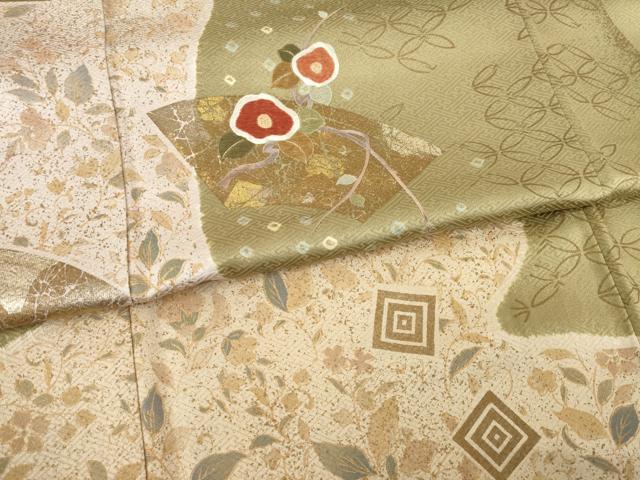 平和屋着物●訪問着 作家物 刺繍 地紙花文 金彩 正絹 逸品 AABB3803ck