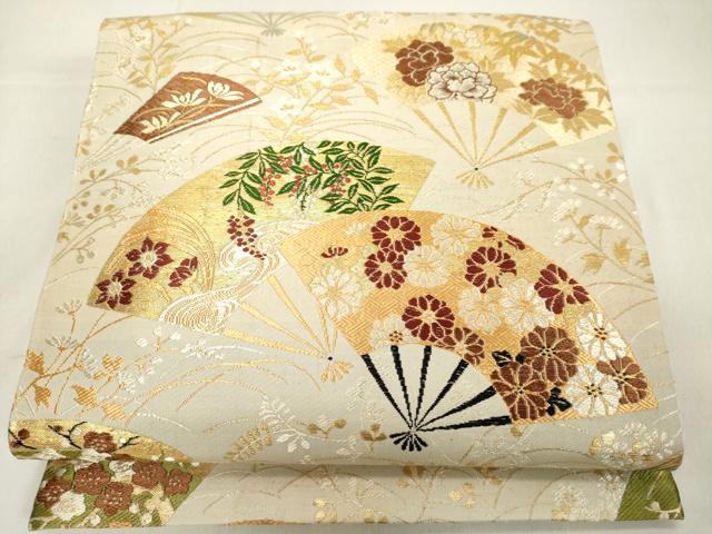 平和屋着物◎全通柄京袋帯 地紙花文 正絹 逸品 DAAX5281cd